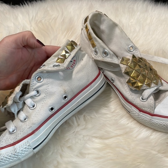 Studded white converse high tops 4 - Picture 4 of 6